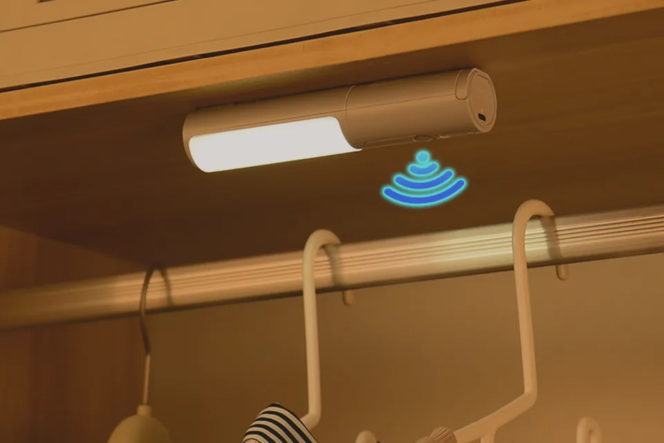 Cauora motion sensor night light mounted inside a closet