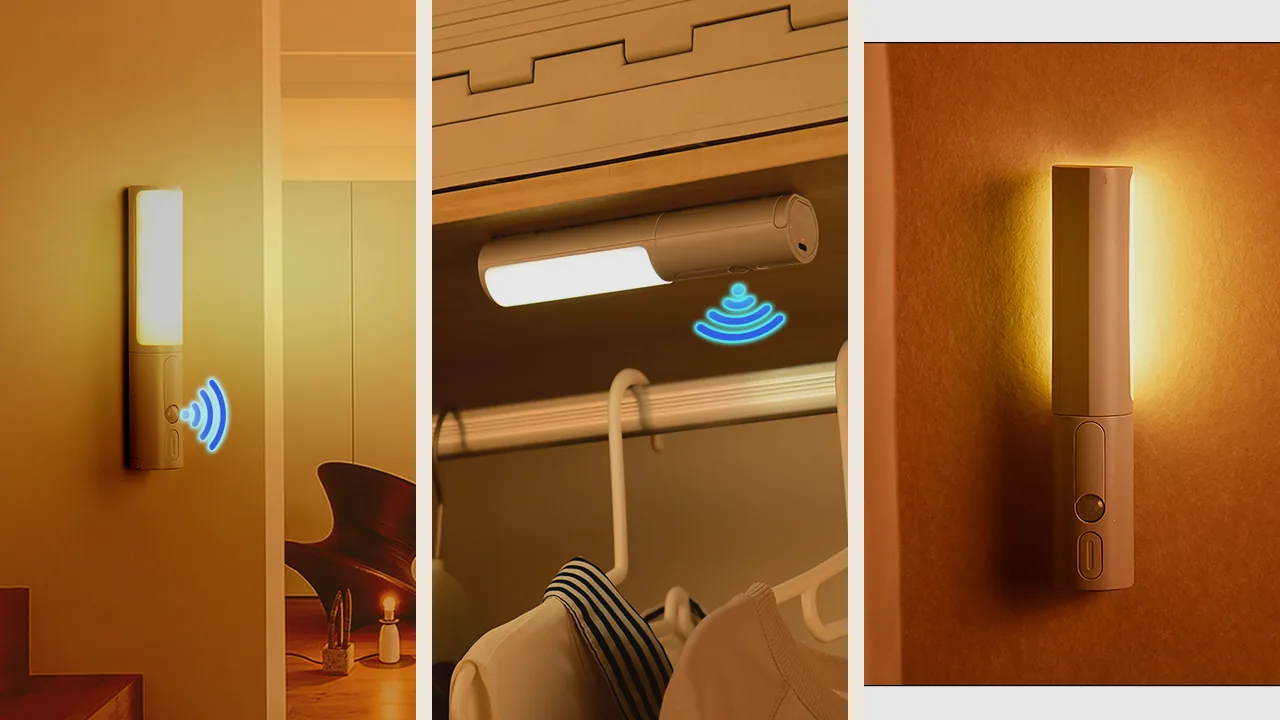 Cauora Soft Motion Night Light shown in practical home placements