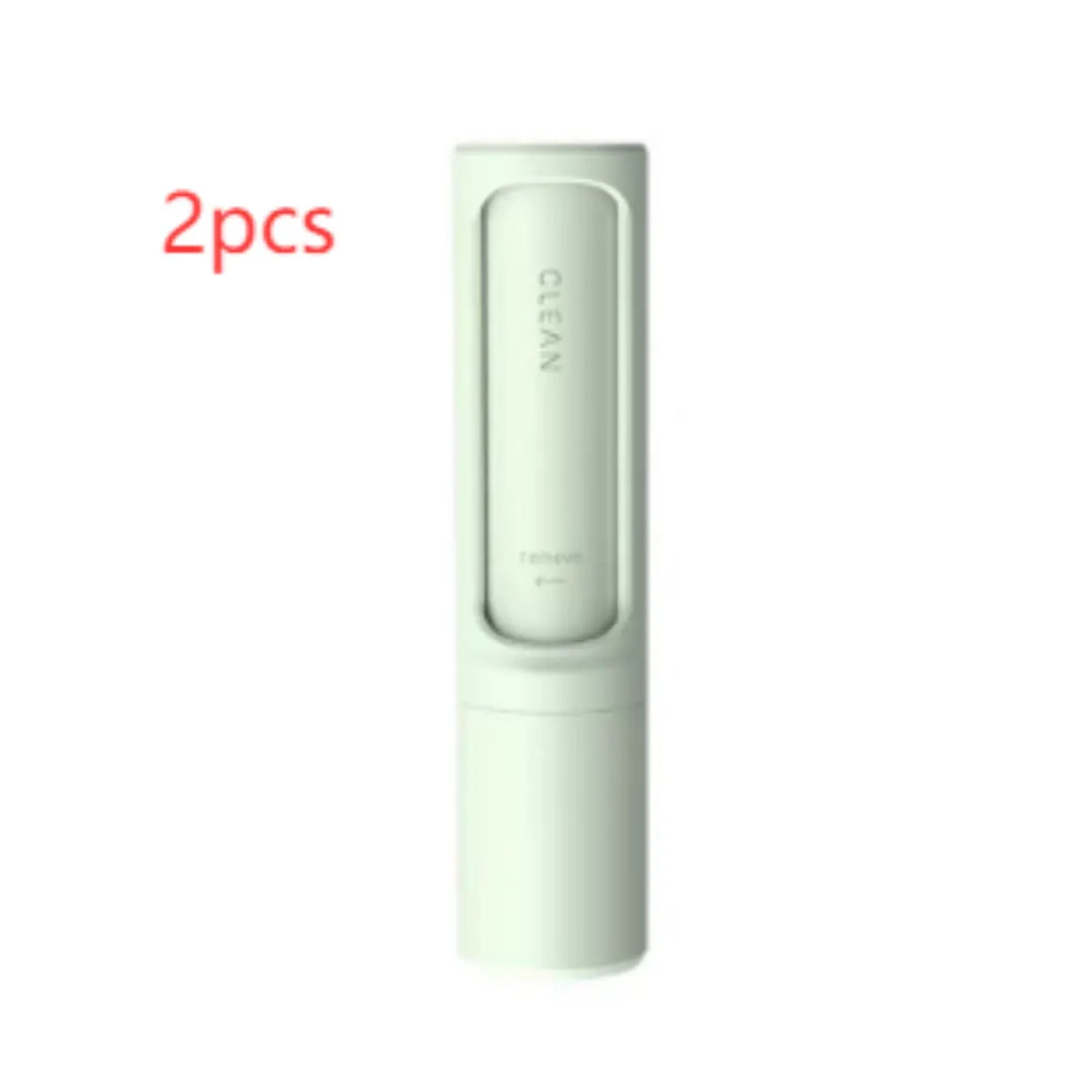 Green two-piece self-cleaning pet hair remover brush set