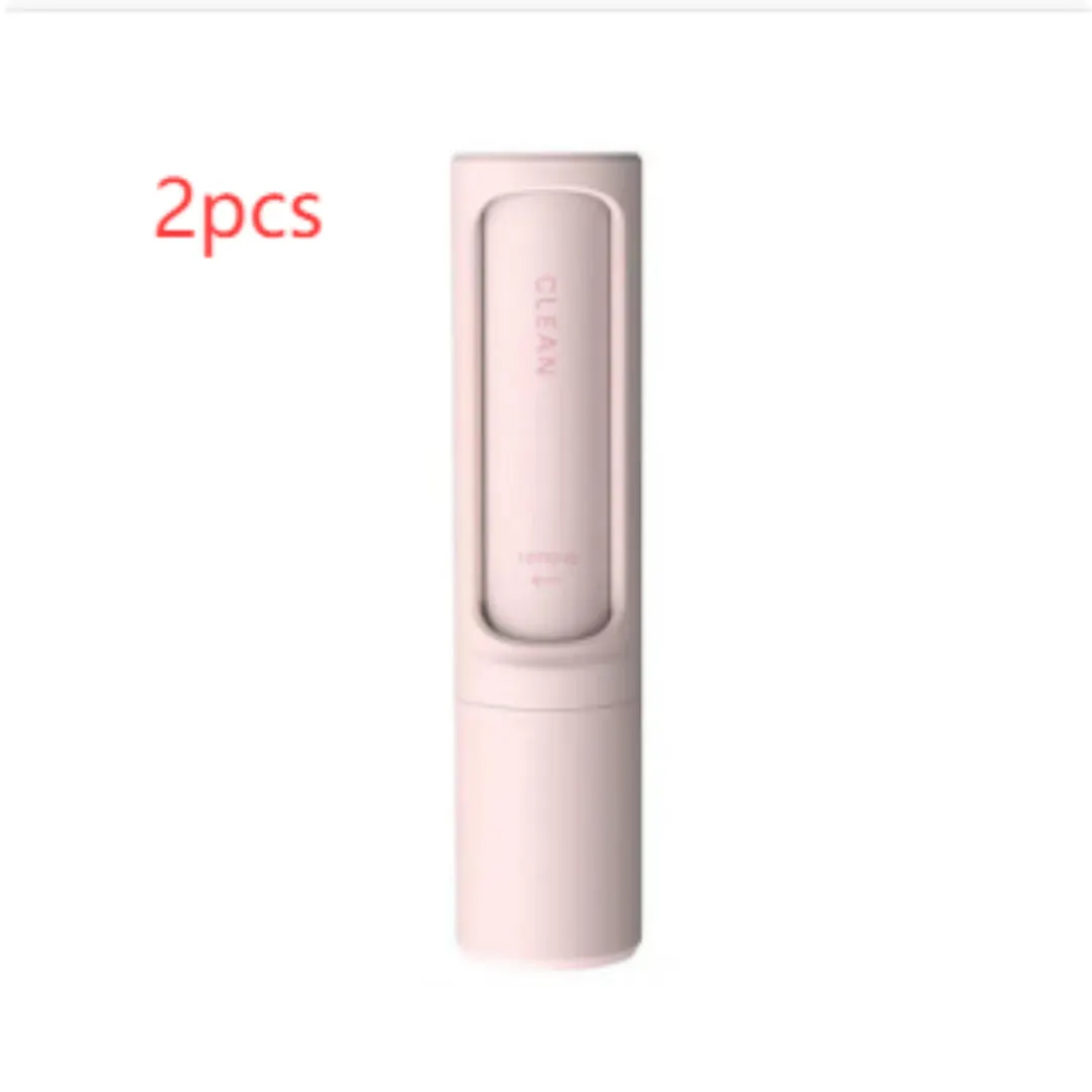 Pink two-piece self-cleaning pet hair remover brush set