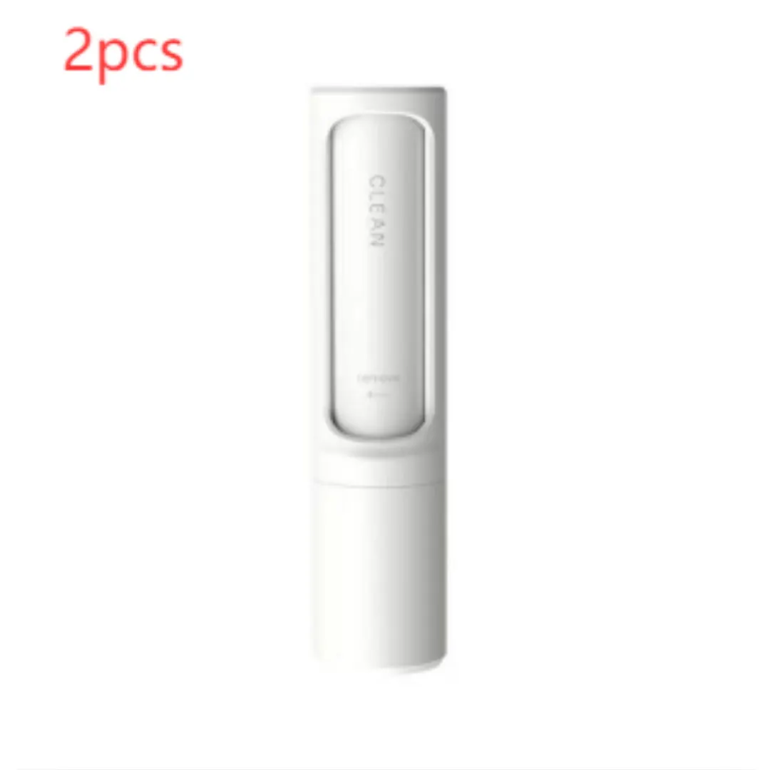 White two-piece self-cleaning pet hair remover brush set