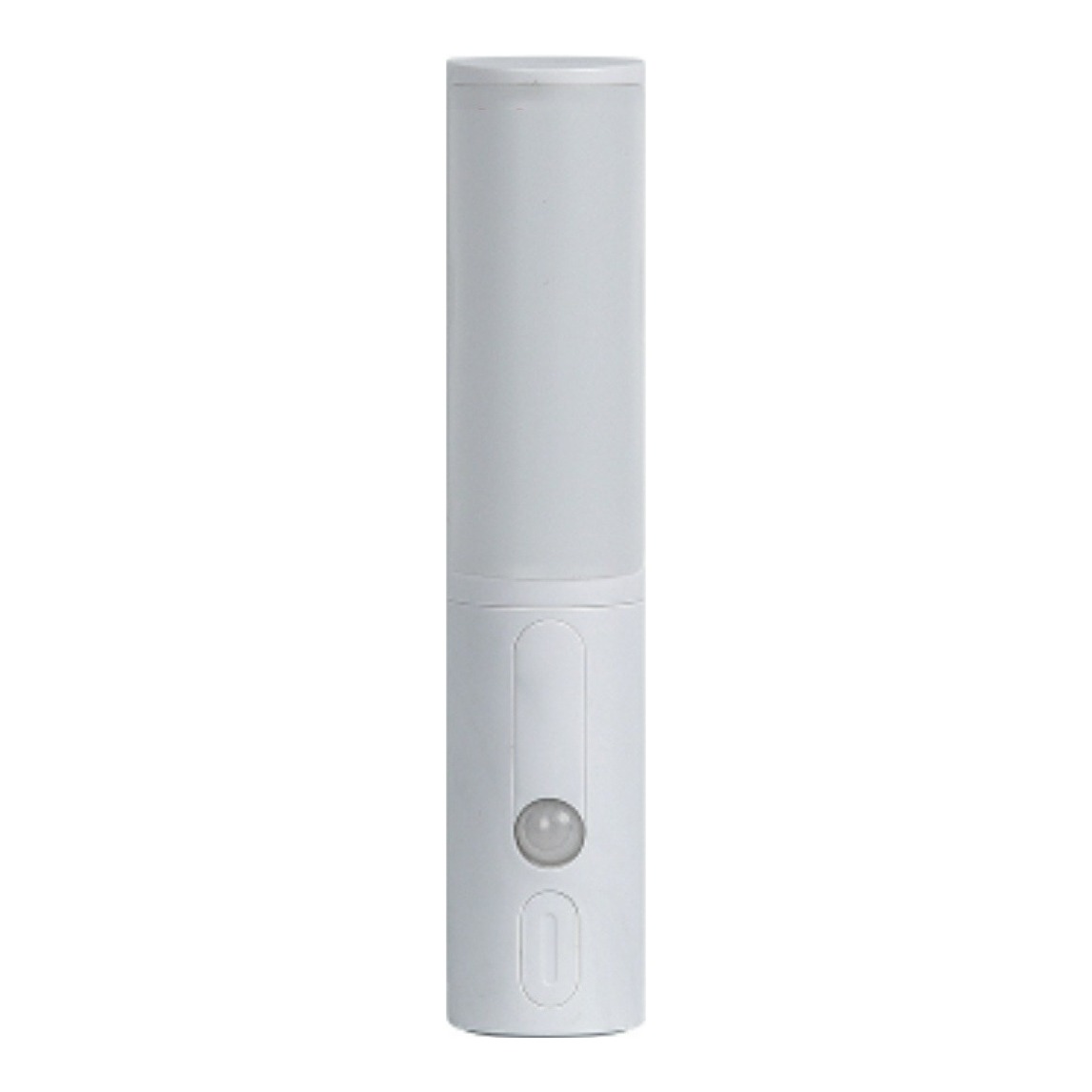 White rechargeable motion-sensing LED night light on a clean background